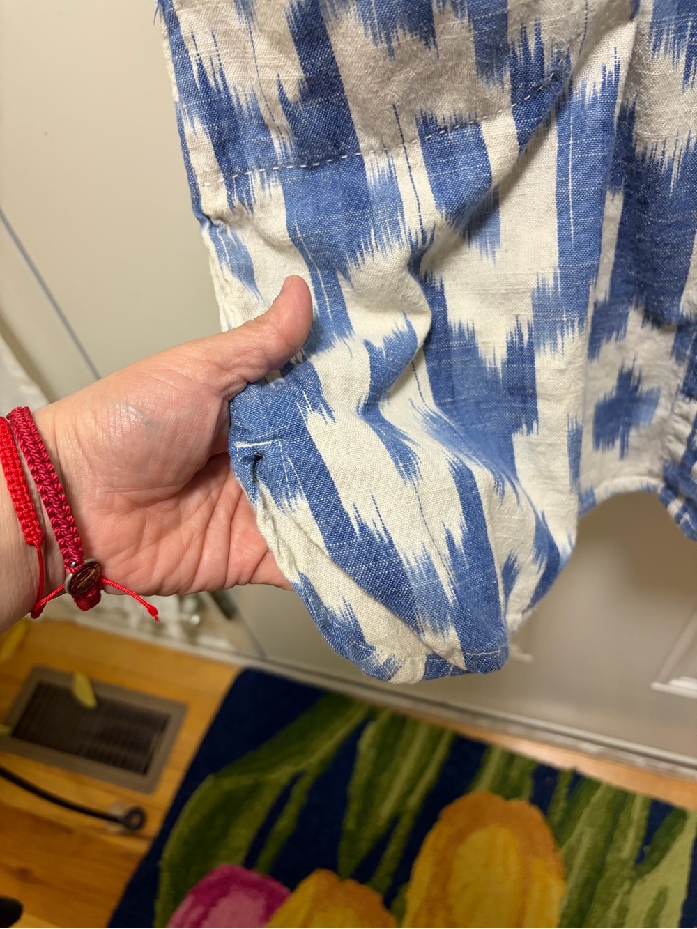 Cabela/ Bob Timberlake Blue Cream ikat 100% Cotton Sleeveless Shift dress XL - Picture 8 of 9